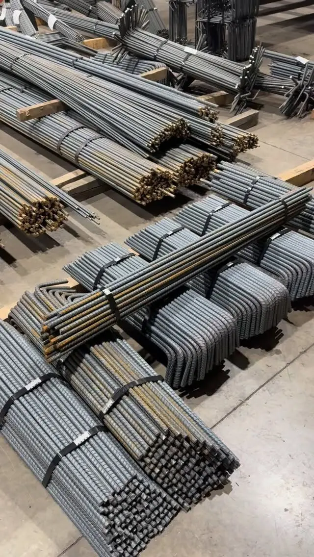 Bundles of fabricated rebar ready for delivery